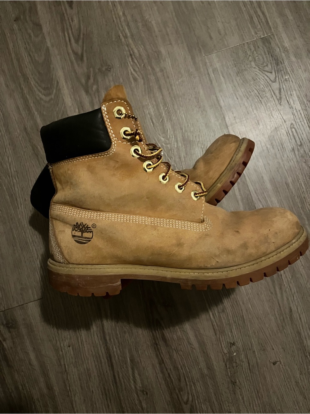 Timberland Wheat Nubuck Men's Lace-Up Work Boots with Black Collar